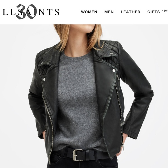 bestselling all saints cargo distressed moto leather jacket - black, size S (US4 - Picture 3 of 9